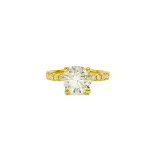 14K Yellow Gold Round Diamond Ring